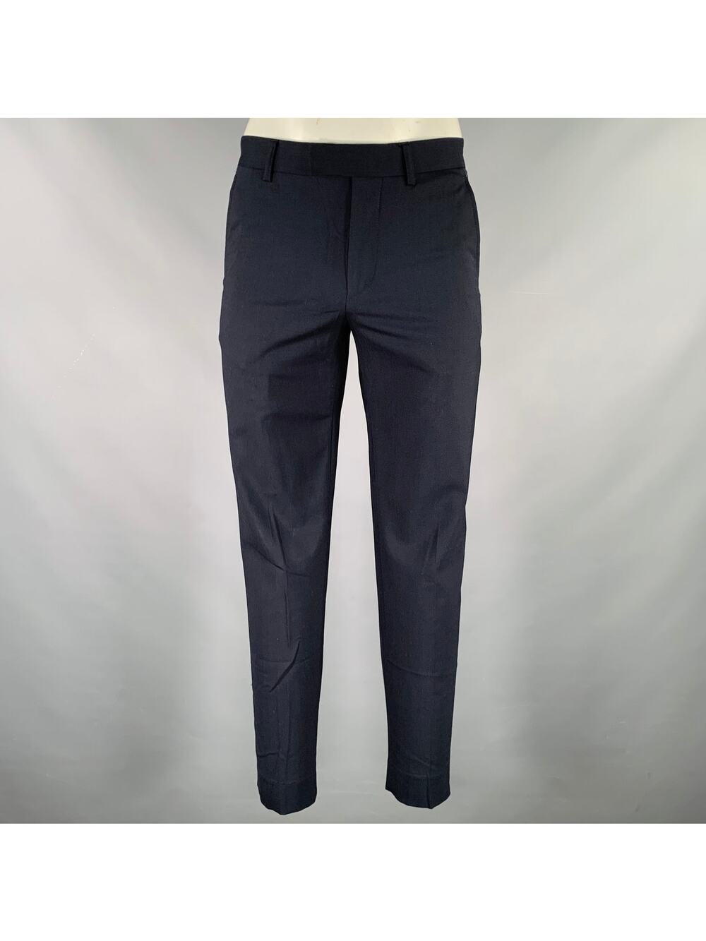 SANDRO Size 32 Navy Wool Blend Flat Front Dress Pants